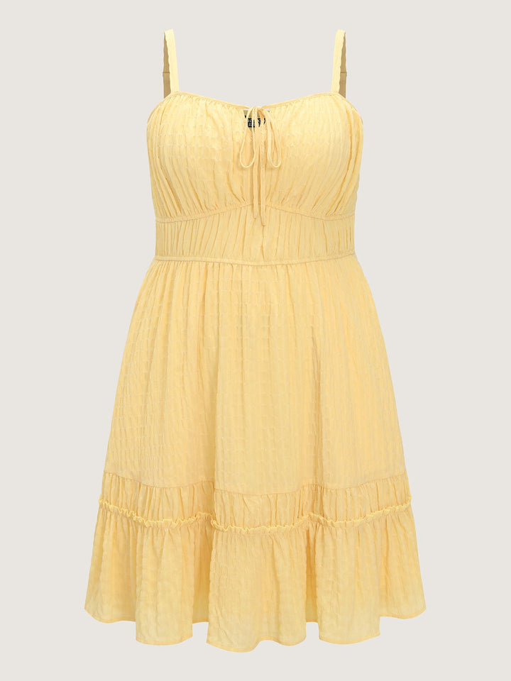 Cinched-Waist Ruffled Hem Mini Dress