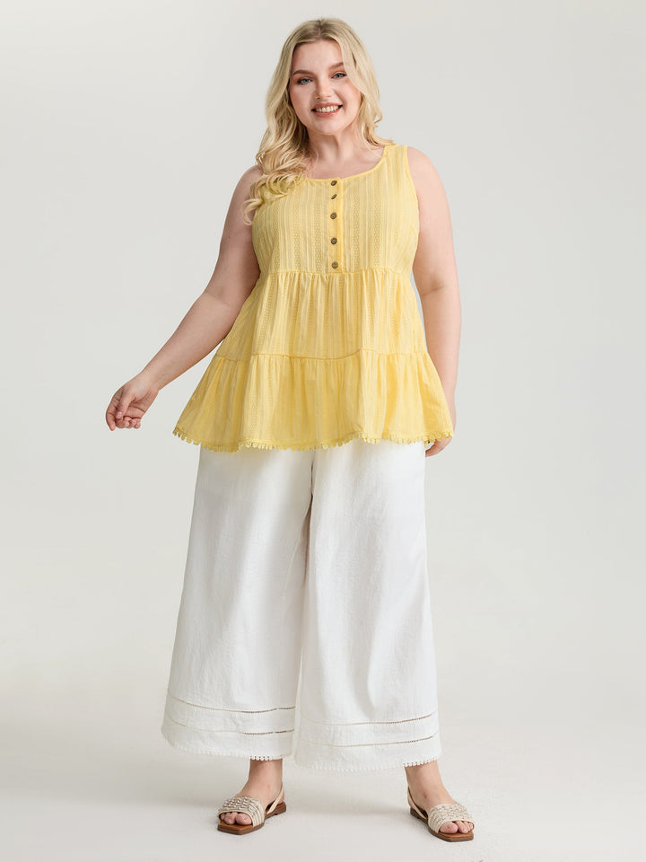 Pure Cotton Textured Tiered Tank Top