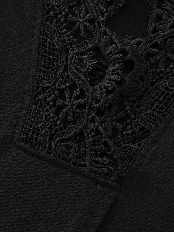 Open Back Lace Detail Boat Neck T-Shirt