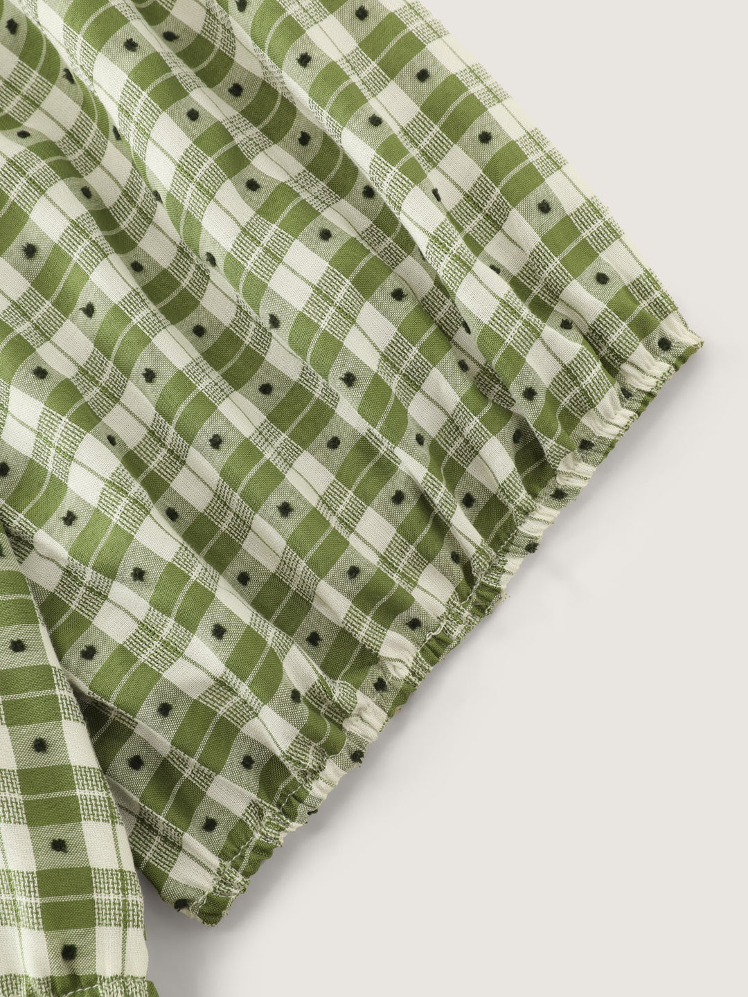 Gingham Print Adjustable Drawstring Neckline Midi Dress