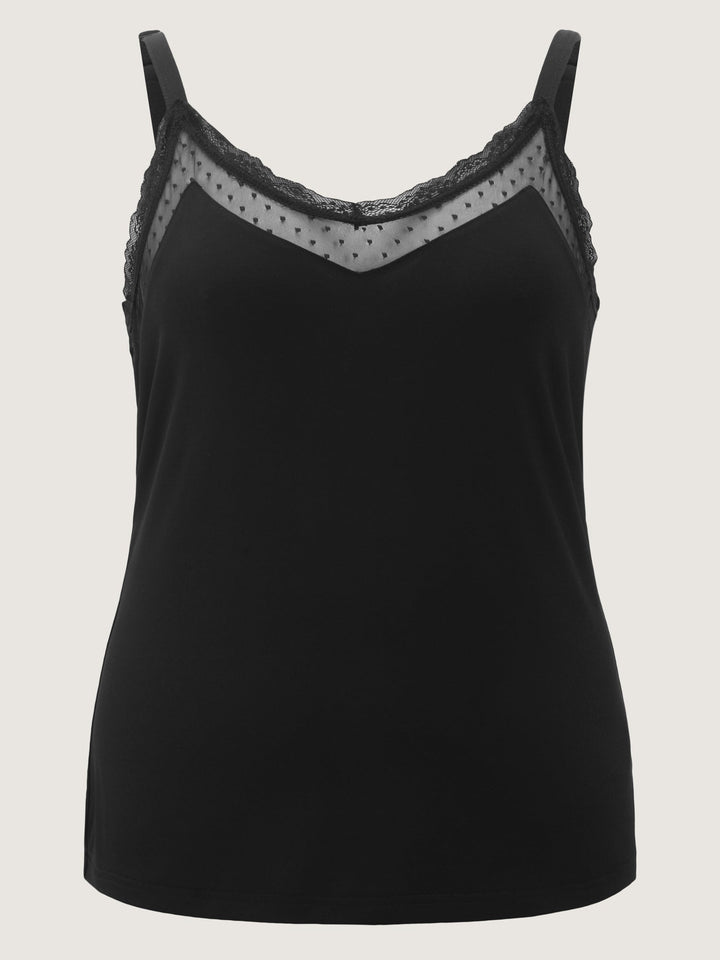 Sheer Lace Cut-Out Tank Top