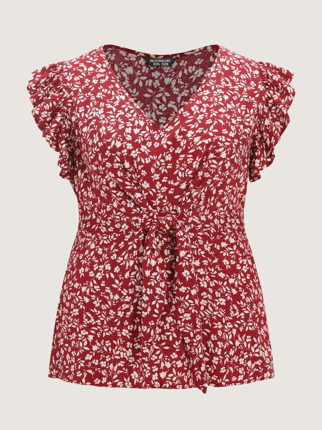 Floral Print Knotted Front Blouse