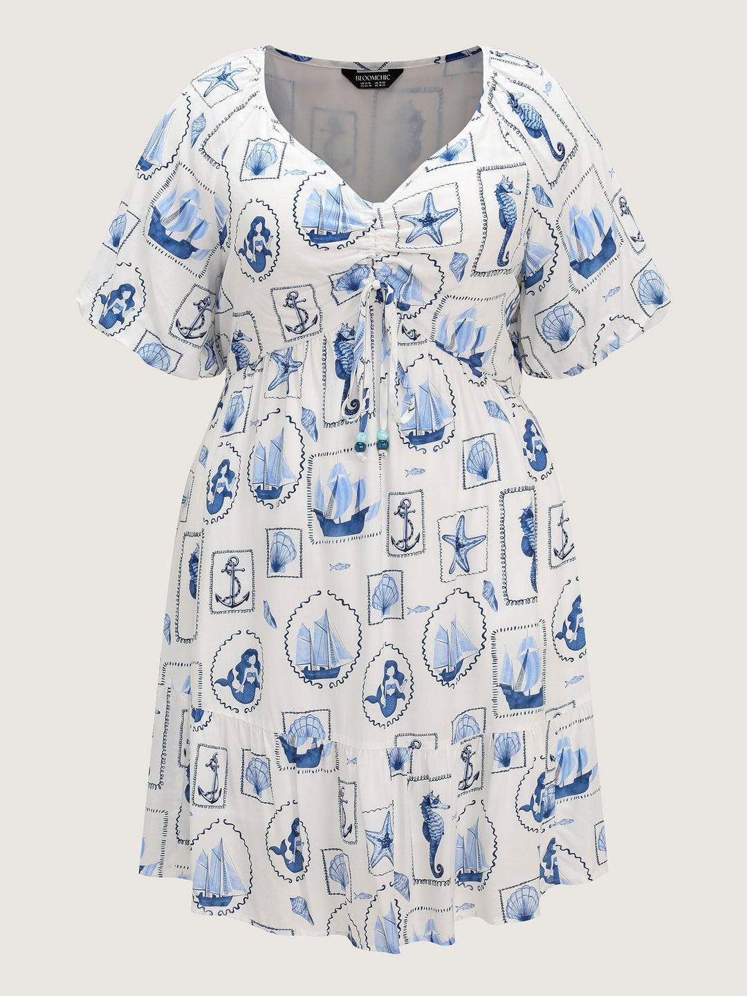 Vitamin-Sea Print Ruched Mini Dress