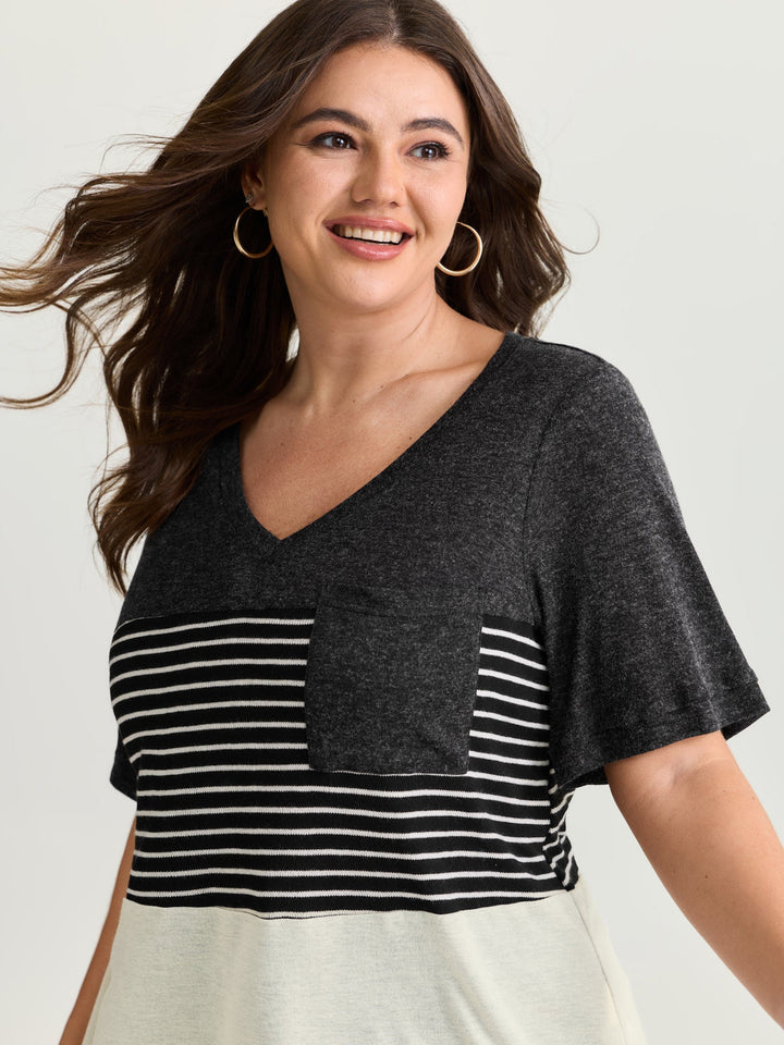 Supersoft Monochrome Stripe Print T-Shirt