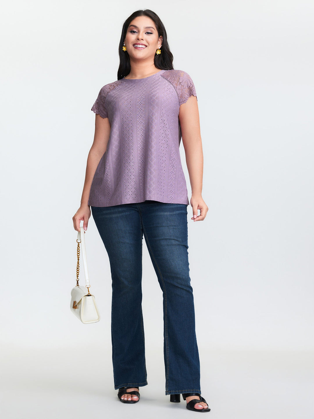 Lace Trim Back-Tie T-Shirt