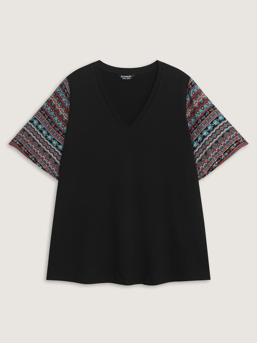 Colorful Boho Sleeve V-Neck Blouse