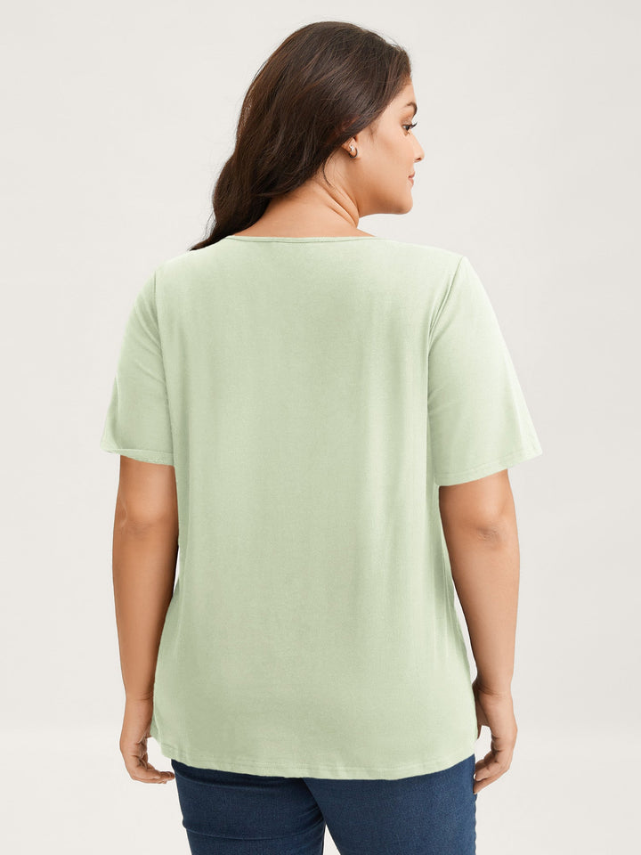 Cotton V Neck Plain Basic T-shirt
