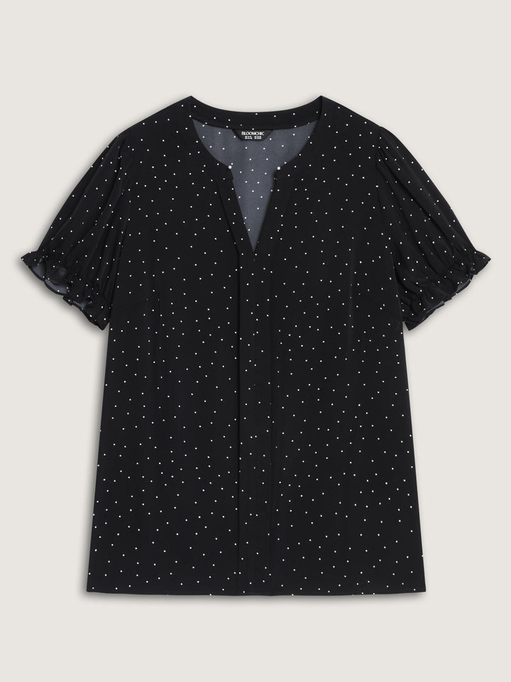Micro Dots Charm Pleated Blouse