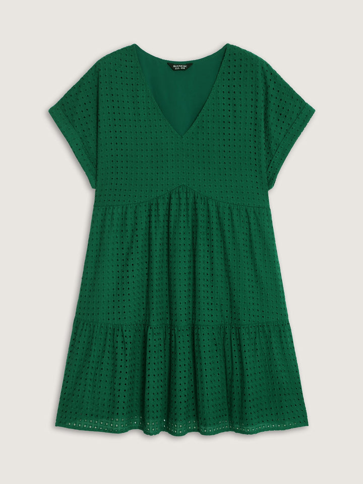 Cotton V-Neck Tiered Mini Dress