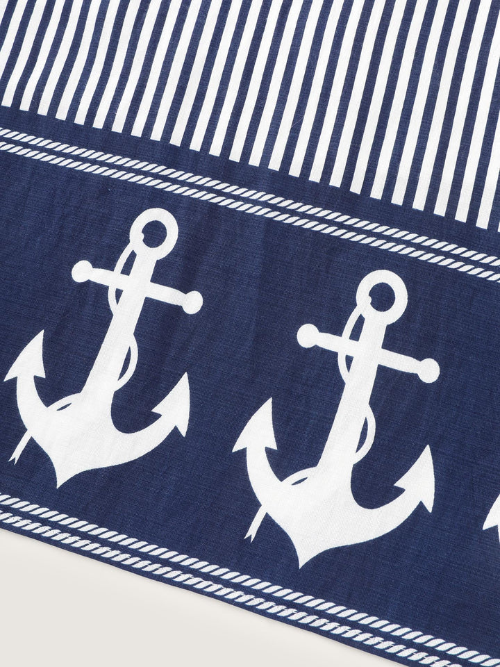 Nautical Stripe Waist-Tie Midi Dress