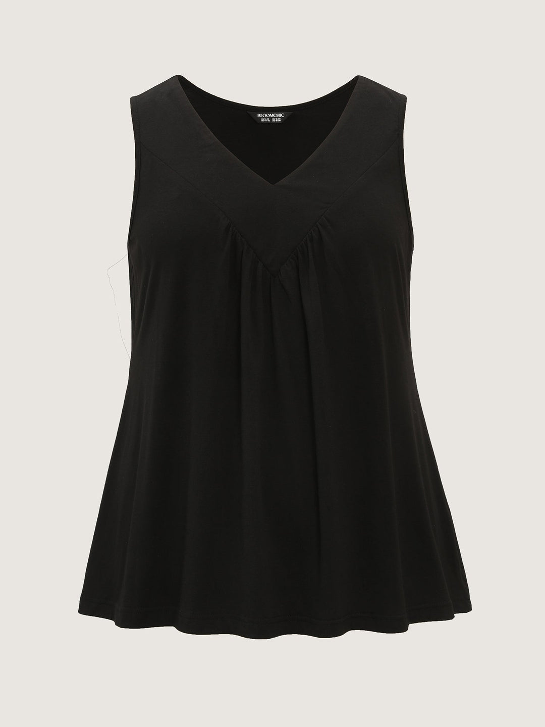 Stretchy V-Neck Pleated Tank Top