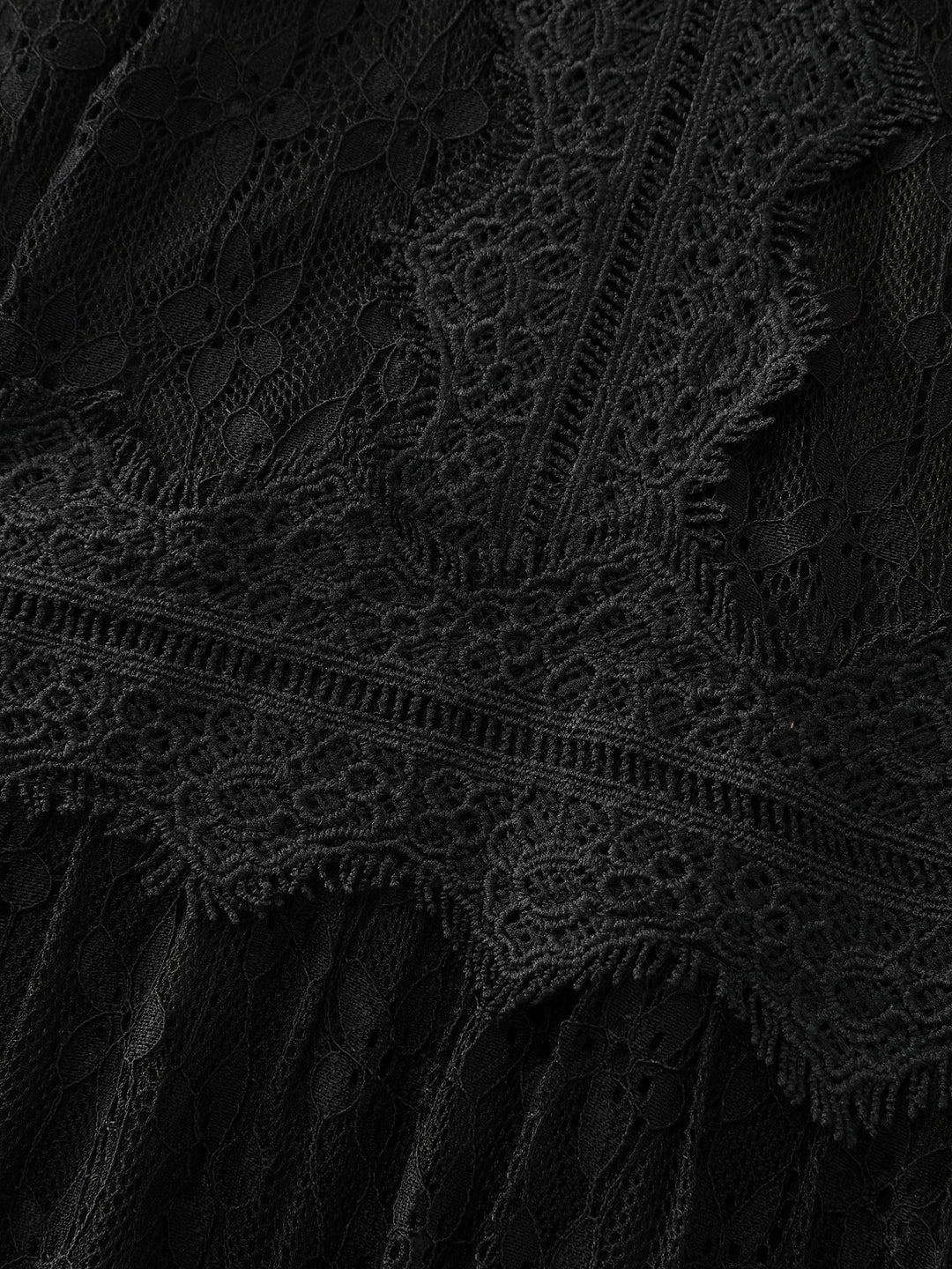 Star Lace Trim Shirred Waist Mini Dress