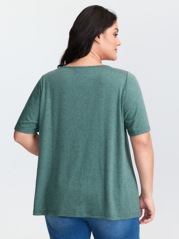 Supersoft Lace Trim Neckline Knit Top