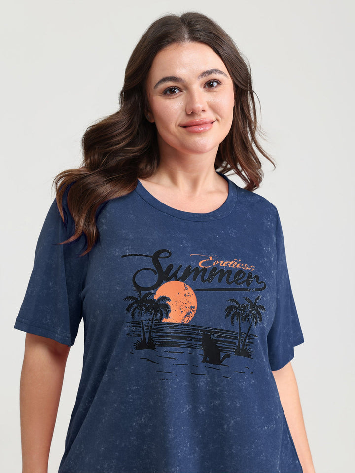 Summer-Ready Print Snowflake Effect T-Shirt