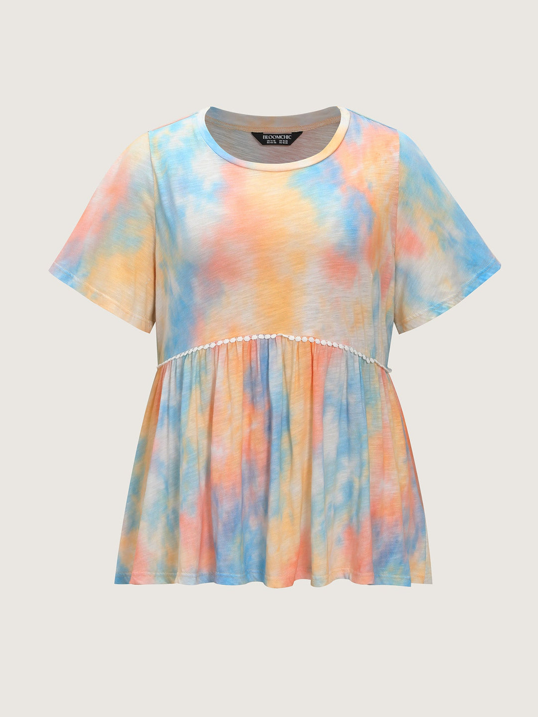 Cotton Color Gradient Fit And Flare Knit Top