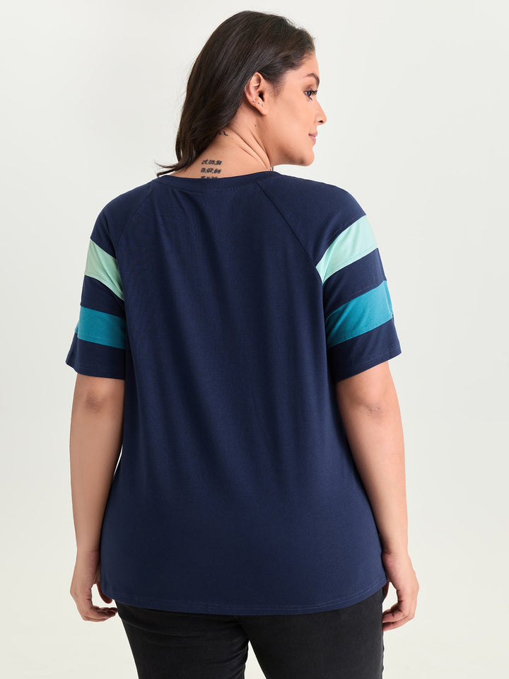 Supersoft Colorblock Sleeve Round Neck T-Shirt