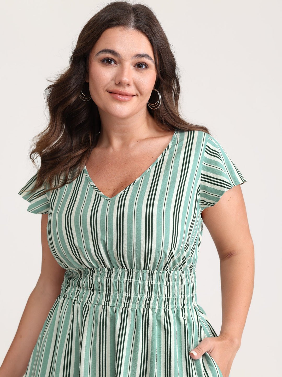 Breezy Stripe Print Pockets Mini Dress