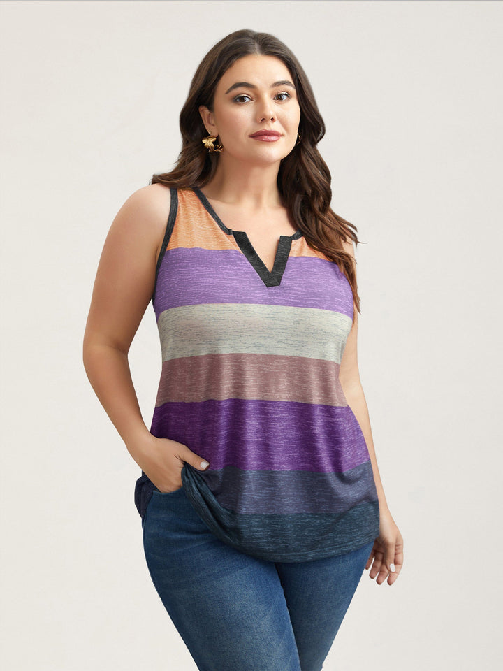 Multi-Color Stripes Off-Sleeves Vest