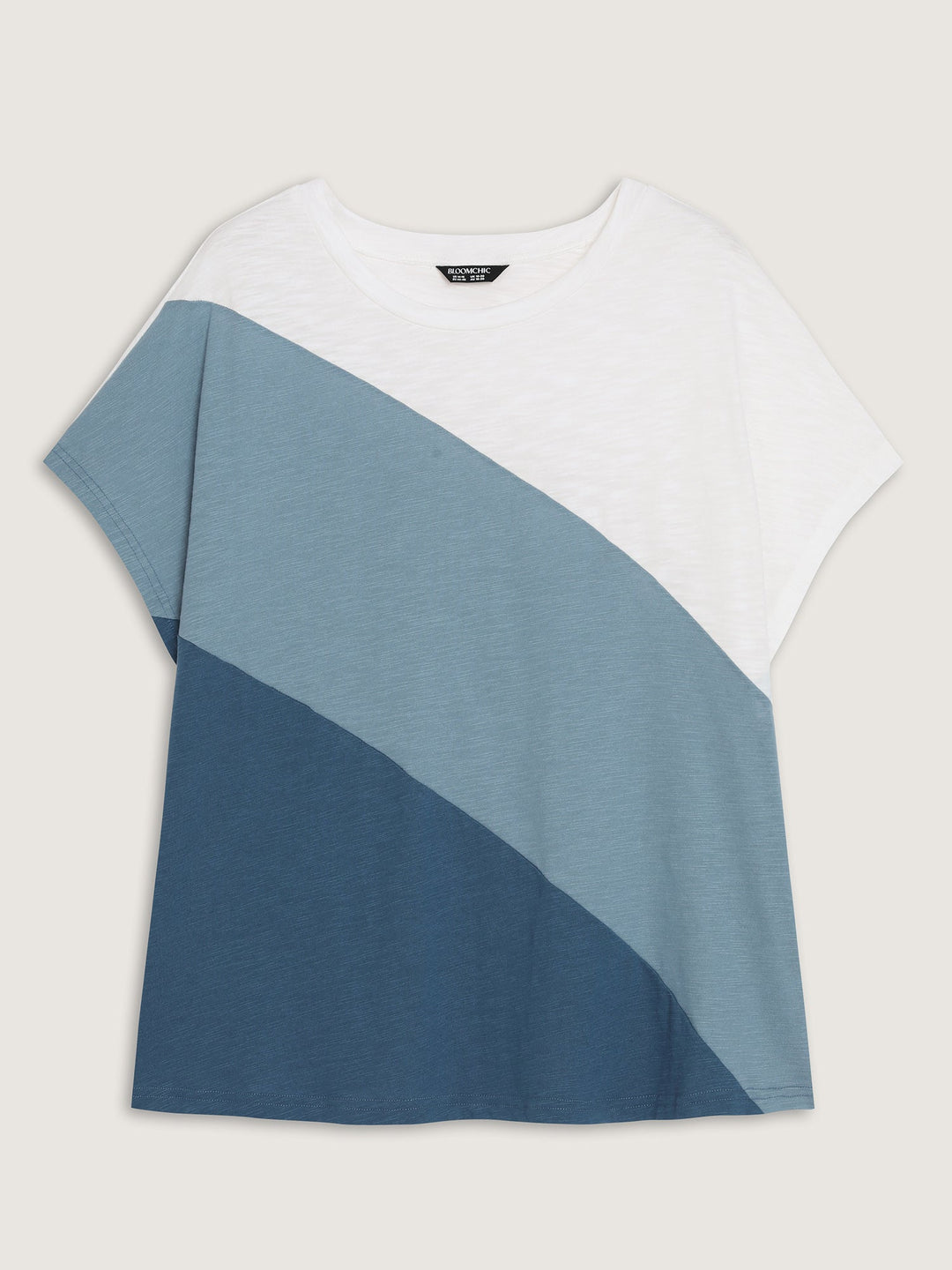 Colorblock Textured Round Neck T-Shirt