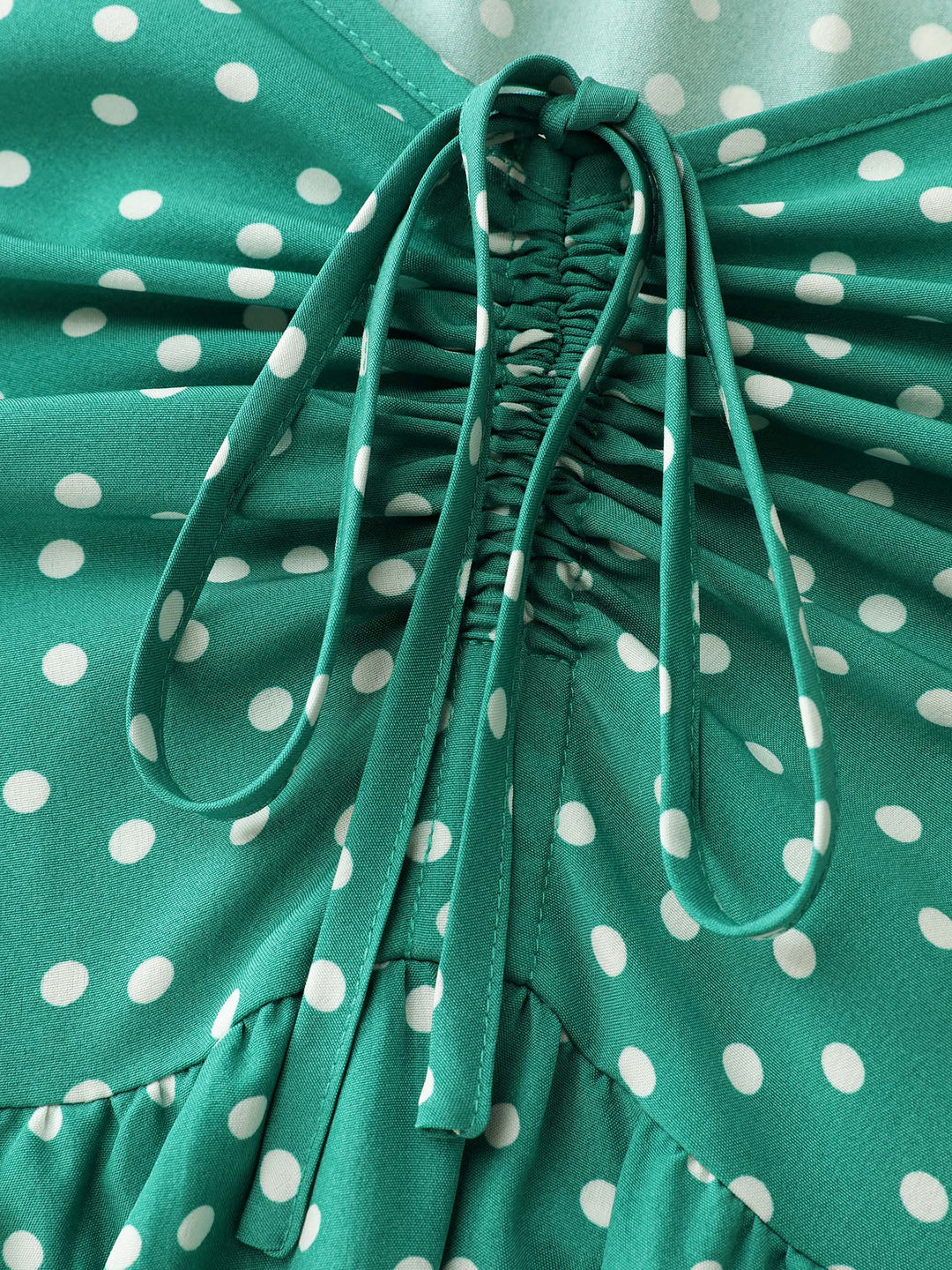 Vintage Polka Dots Ruched Bowknot Midi Dress