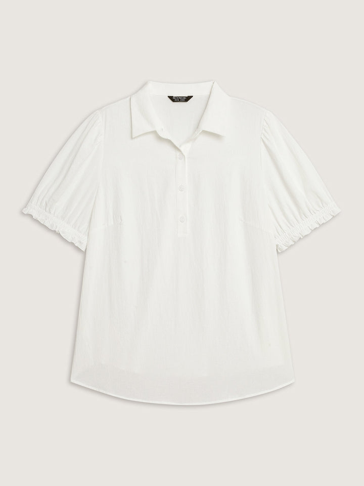 Pure Cotton Ruffled Puffy Sleeve Blouse