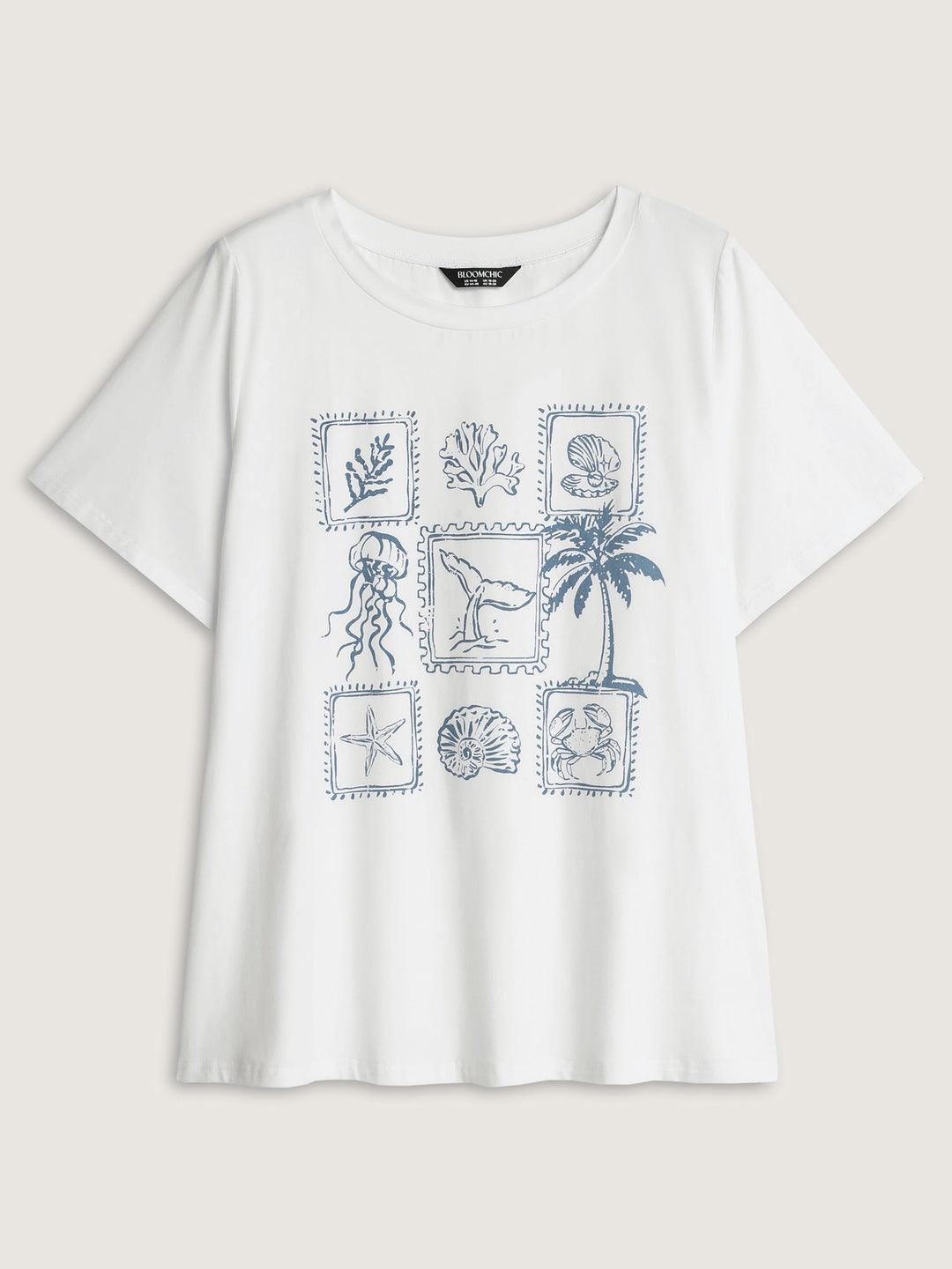 Cotton Ocean Calling Plain T-Shirt
