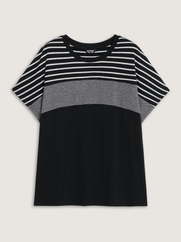 Supersoft Striped Print Color Contrast T-Shirt