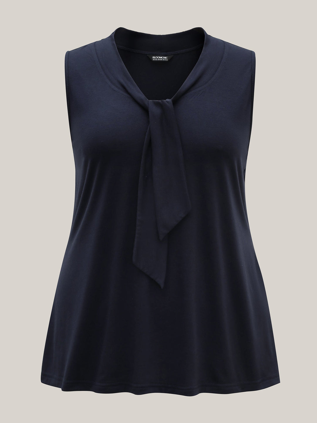 Knotted Neckline Fitted Sleeveless Blouse