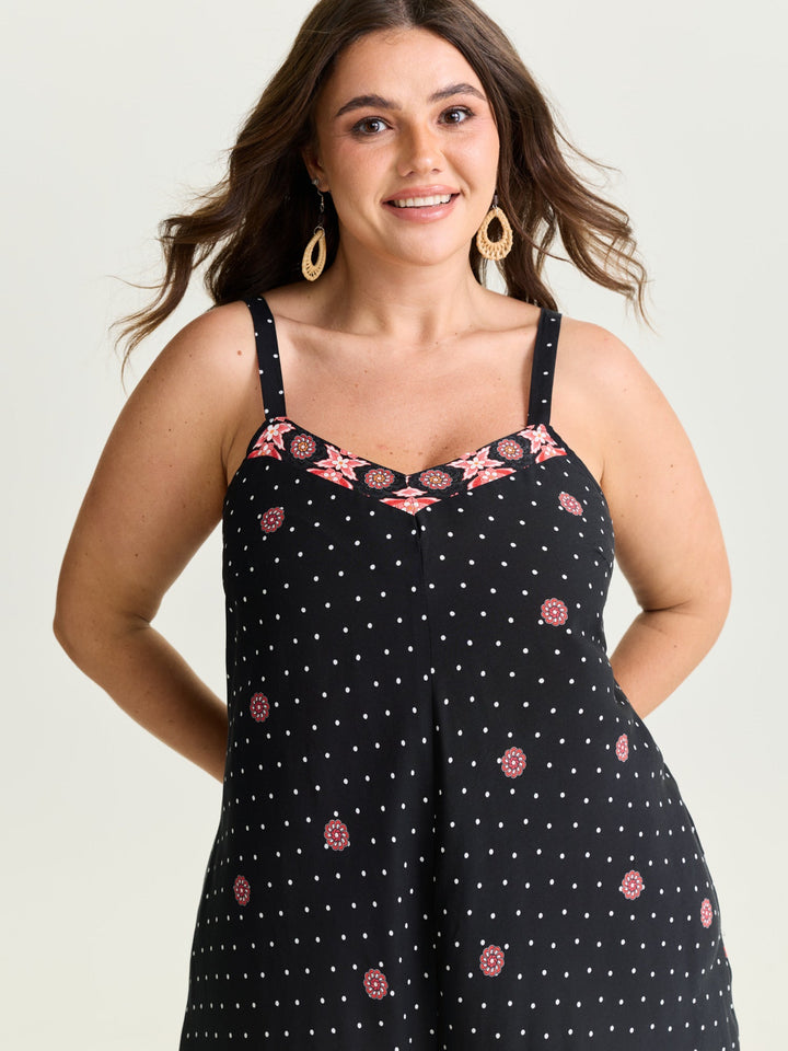 Boho Print Asymmetrical Hem Jumpsuit