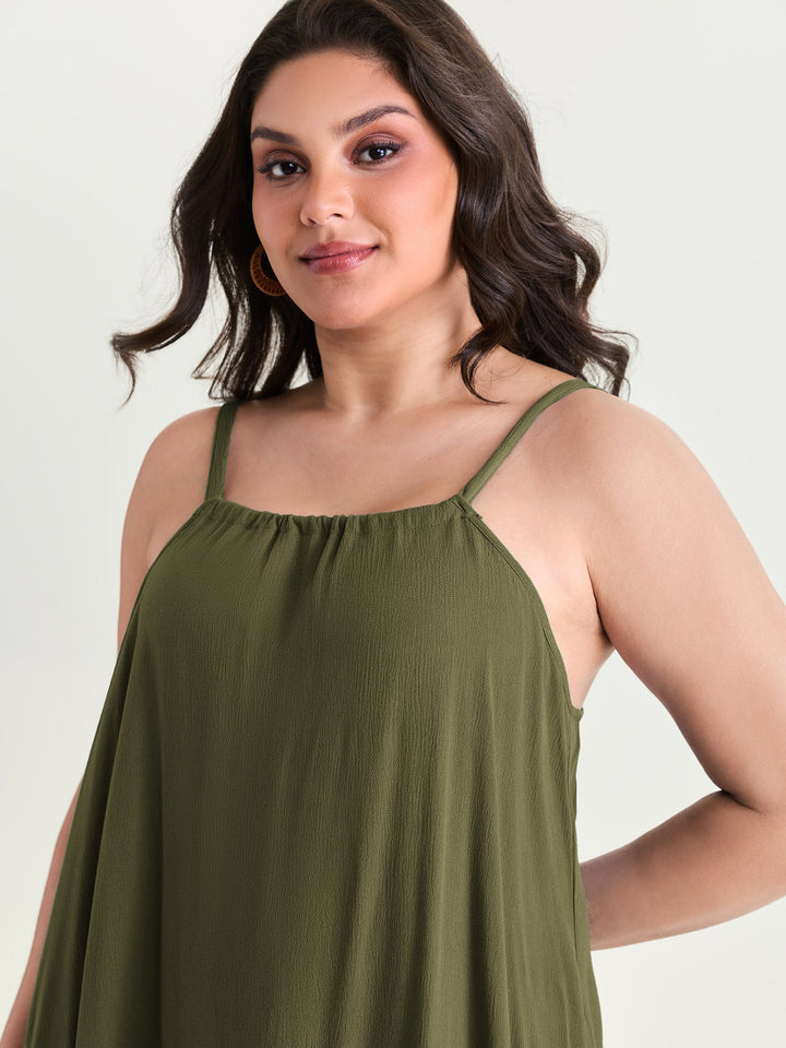 Backless Flowy Cami Plain Midi Dress