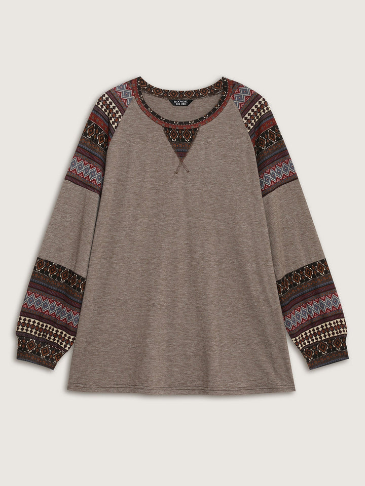 Supersoft Boho Stripes Spliced T-Shirt