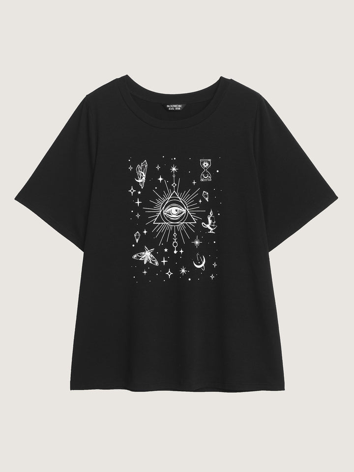 Celestial Print Round Neck T-Shirt