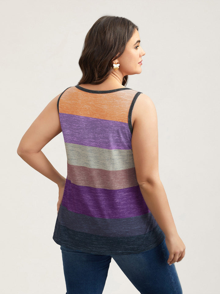 Multi-Color Stripes Off-Sleeves Vest
