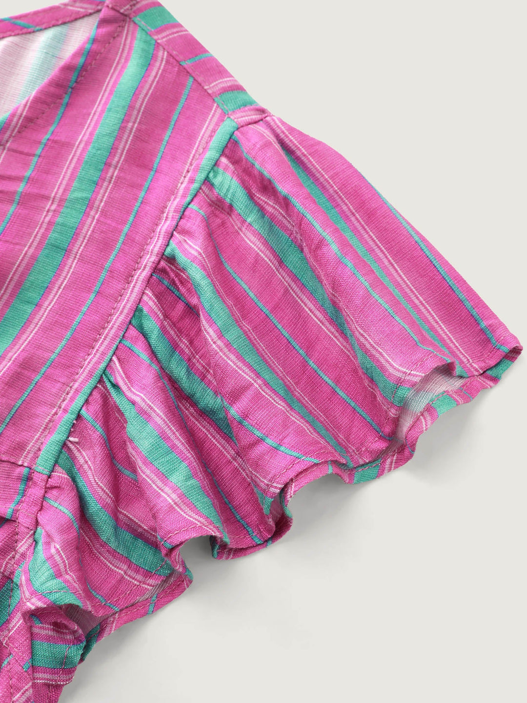 Colorful Striped Print Flutter Sleeve Blouse