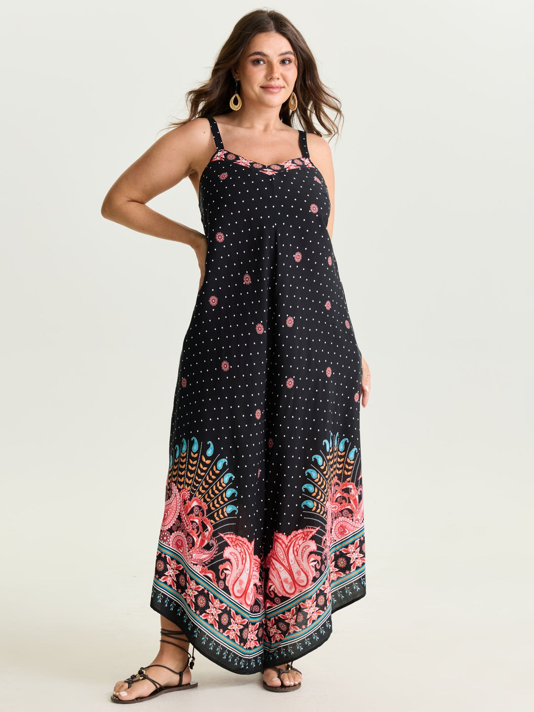 Boho Print Asymmetrical Hem Jumpsuit
