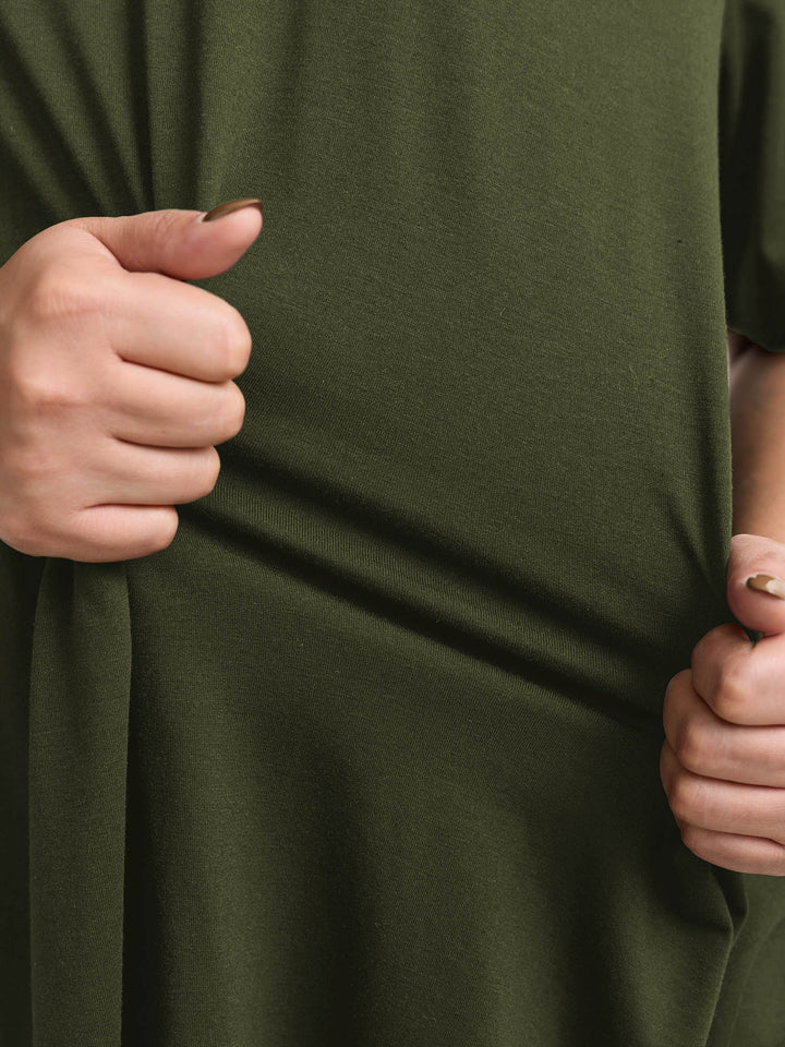 Supersoft Stretchy Draped Lace Trim Plain T-Shirt