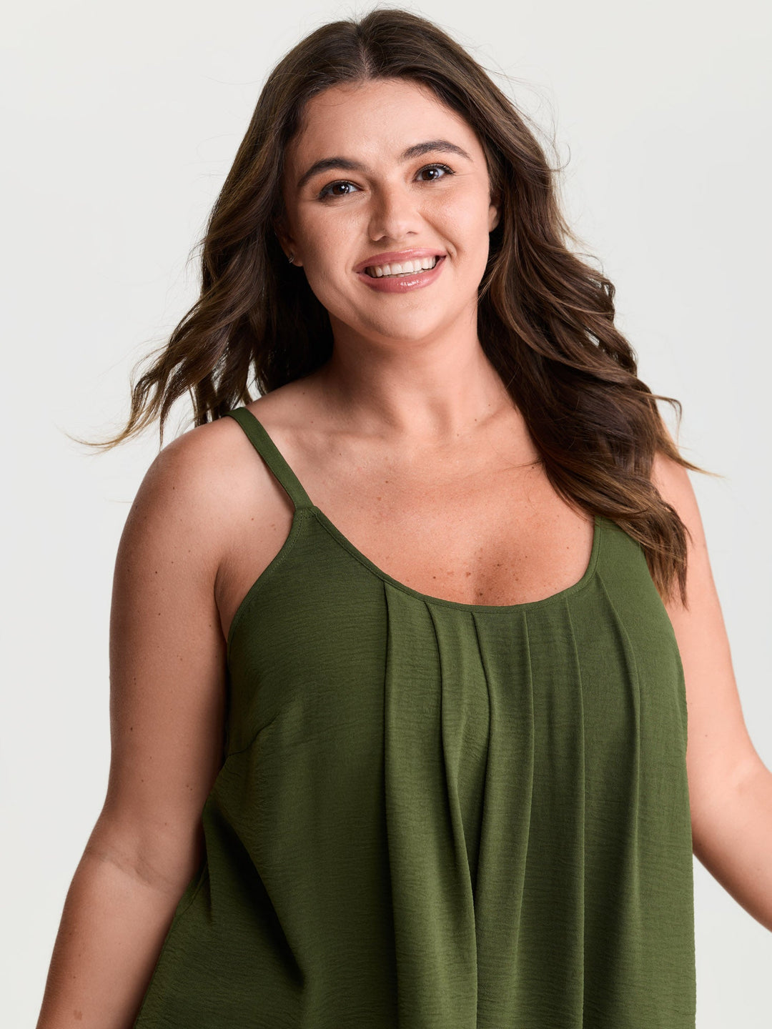Pleated Flowy Plain Tank Top