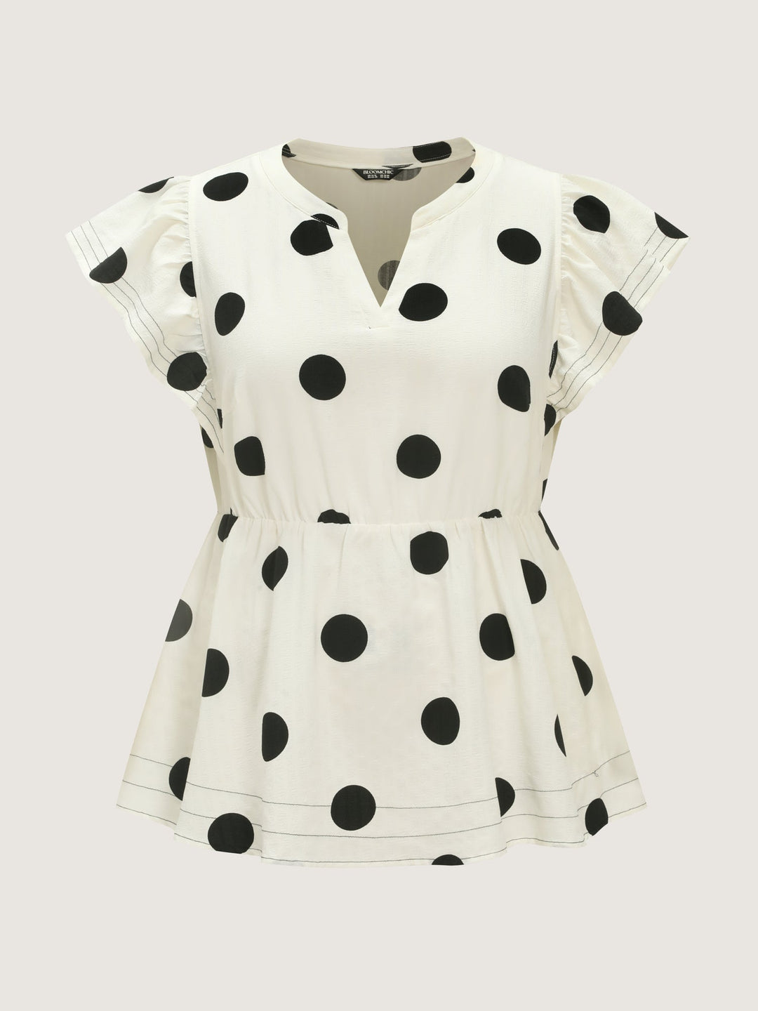 Polka Dots Ruffled Sleeve Flowy Blouse