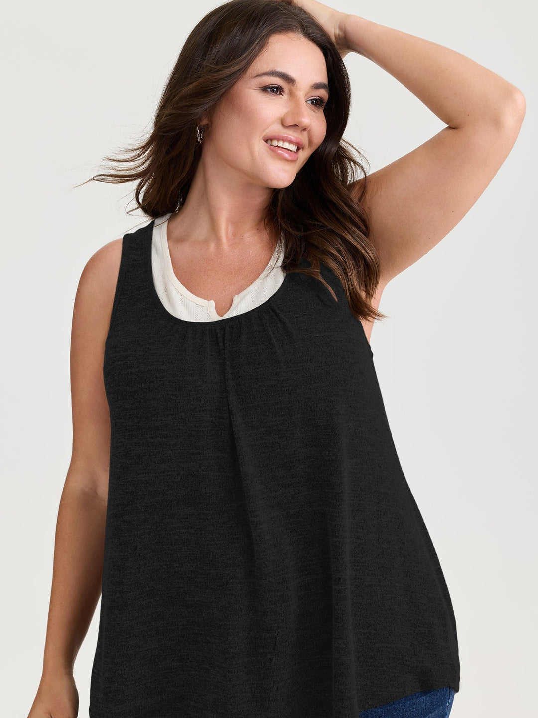 Supersoft Scoop Neckline Color Contrast Tank Top