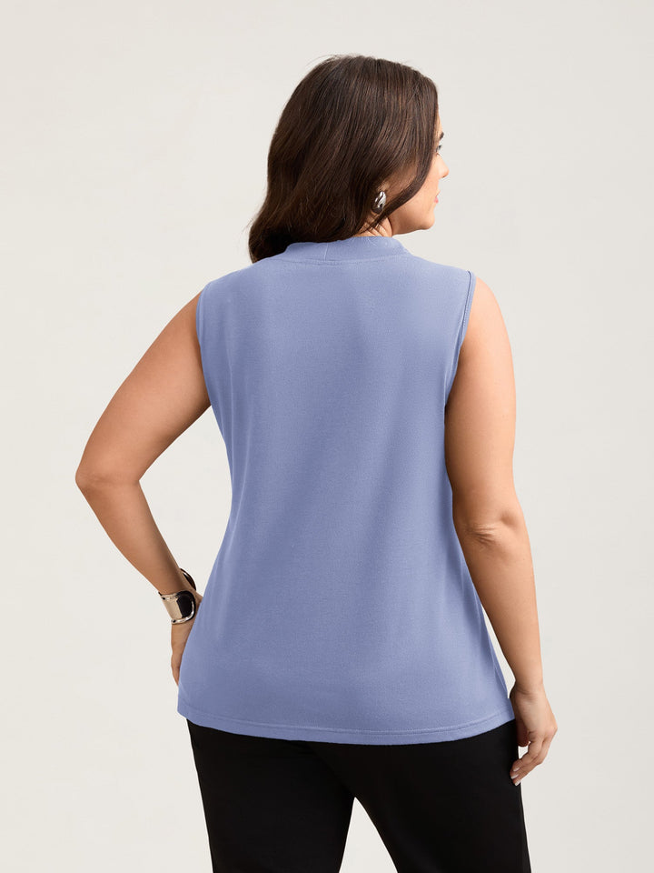 Knotted Neckline Fitted Sleeveless Blouse