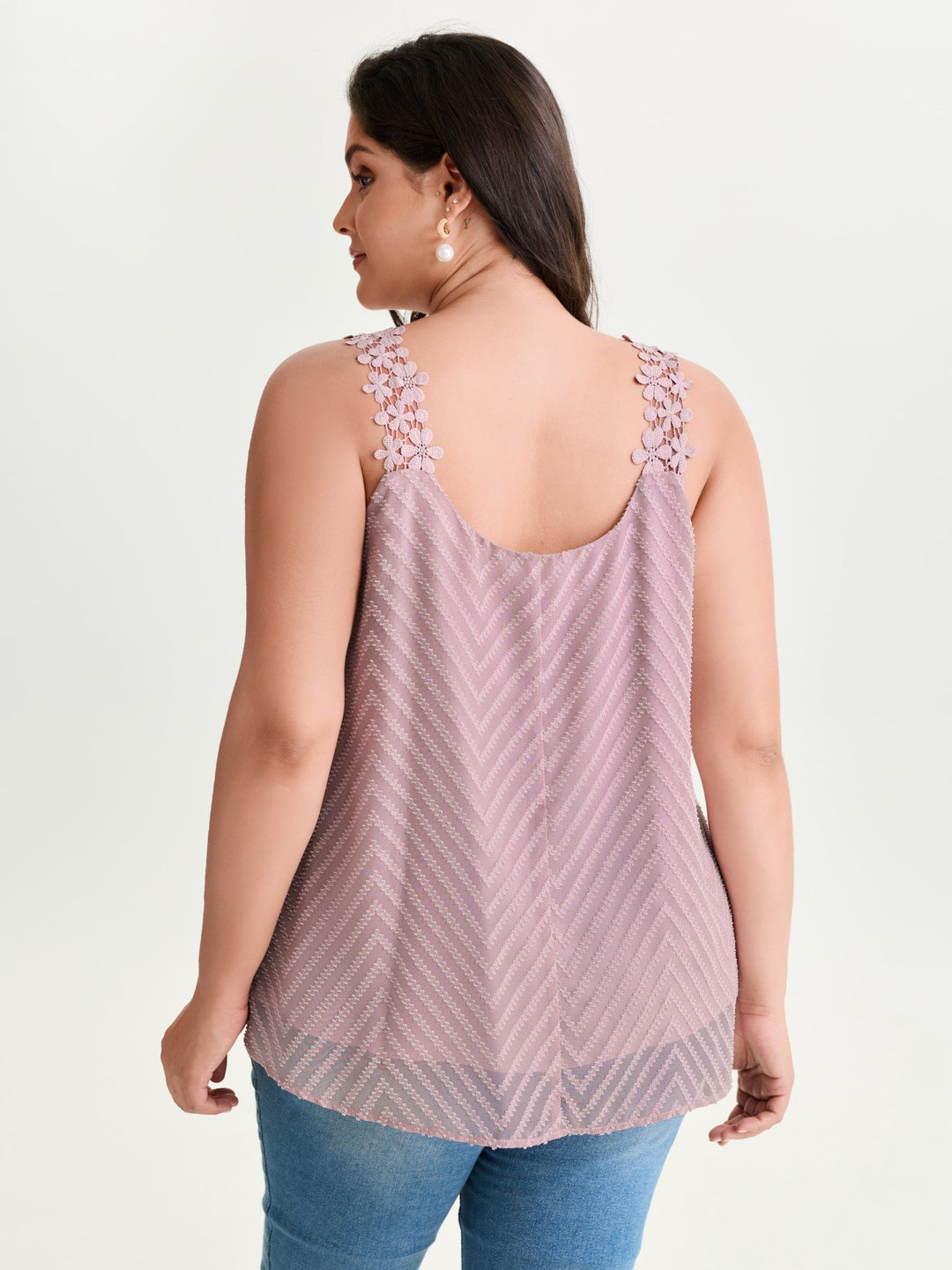 Lace Trim Flowy Tank Top