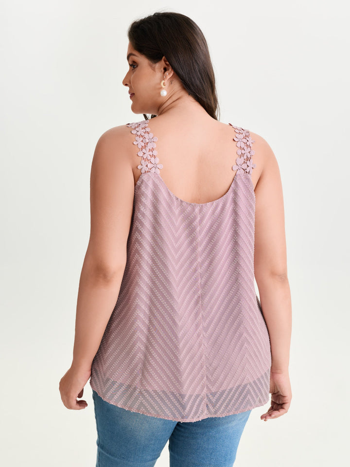 Lace Trim Flowy Tank Top