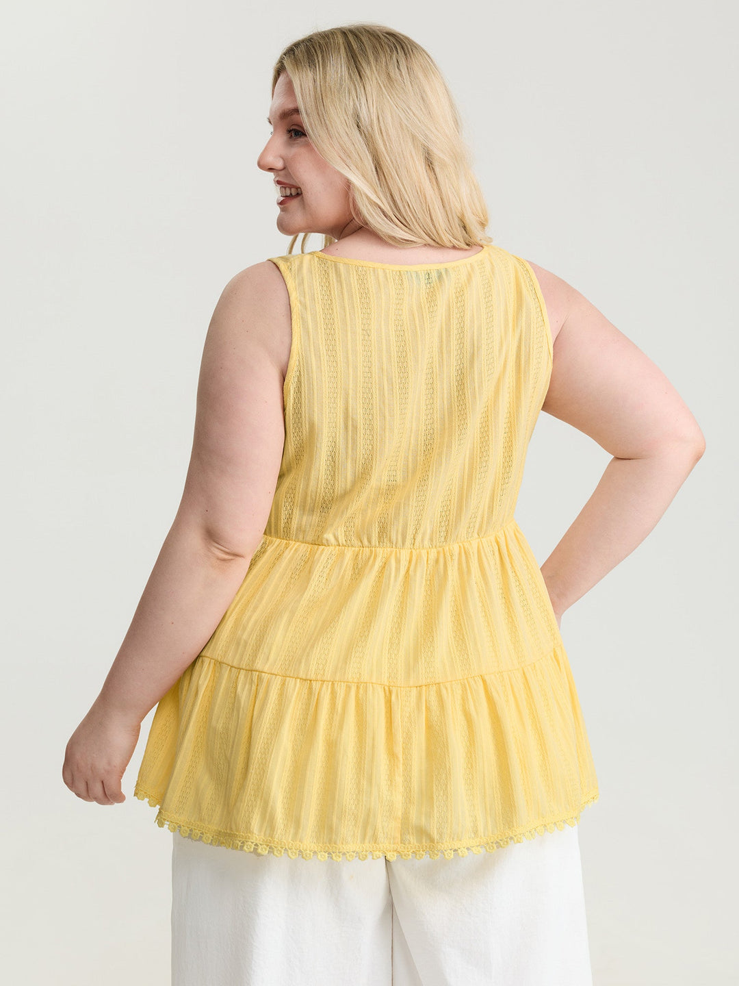 Pure Cotton Textured Tiered Tank Top