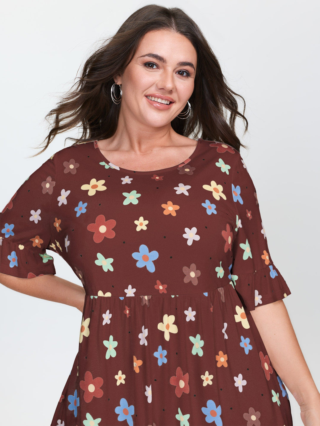 Floral Print Stretchy Knit Top