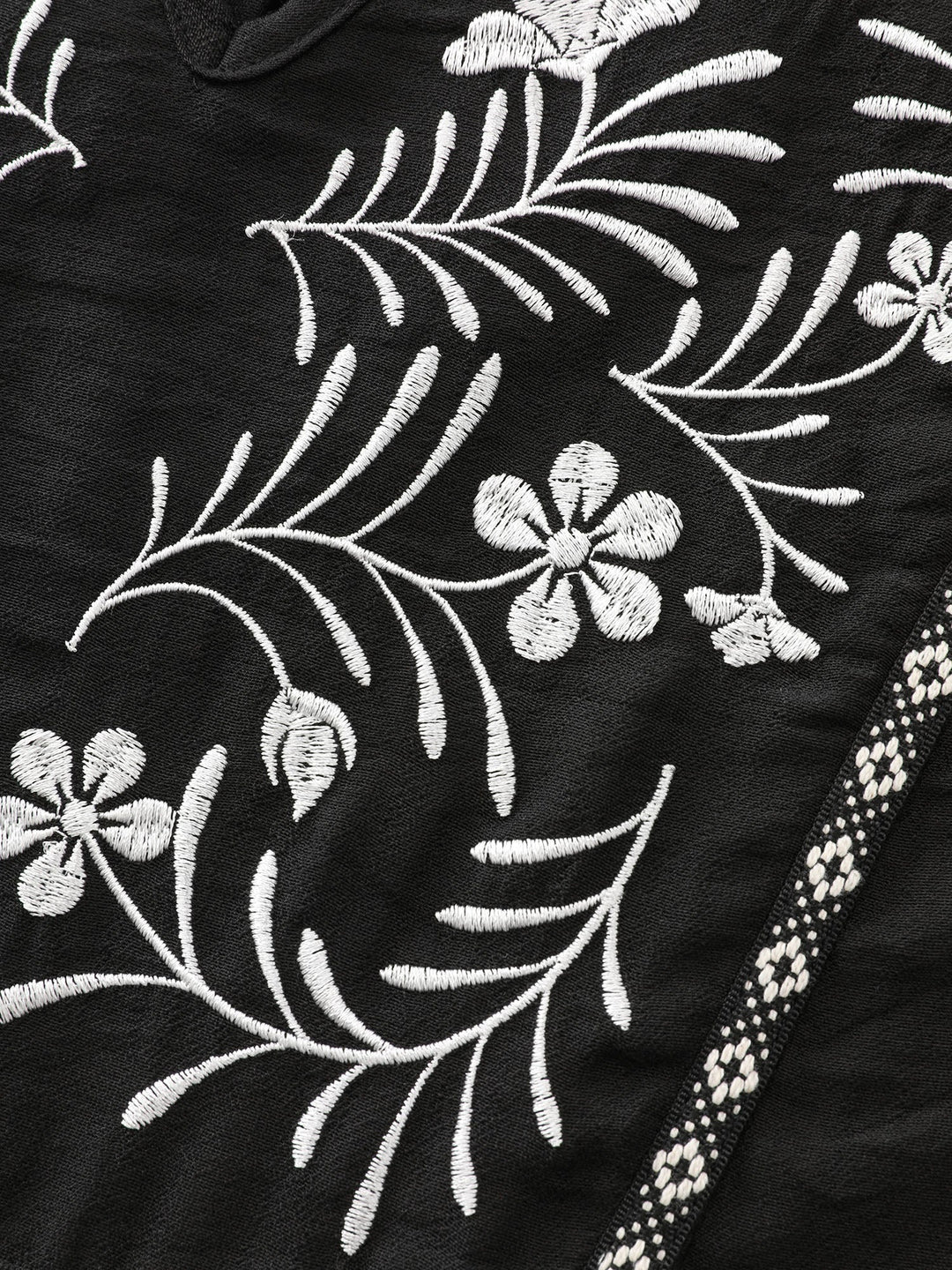 Supersoft Floral Embroidered Notched Collar Blouse