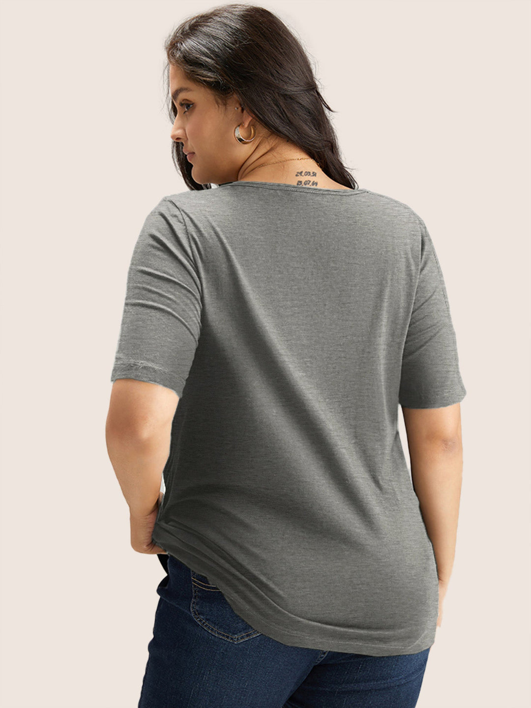 Cotton V Neck Plain Basic T-shirt