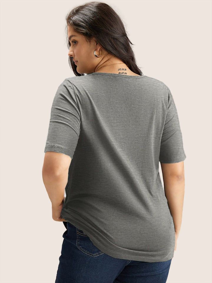 Cotton V Neck Plain Basic T-shirt
