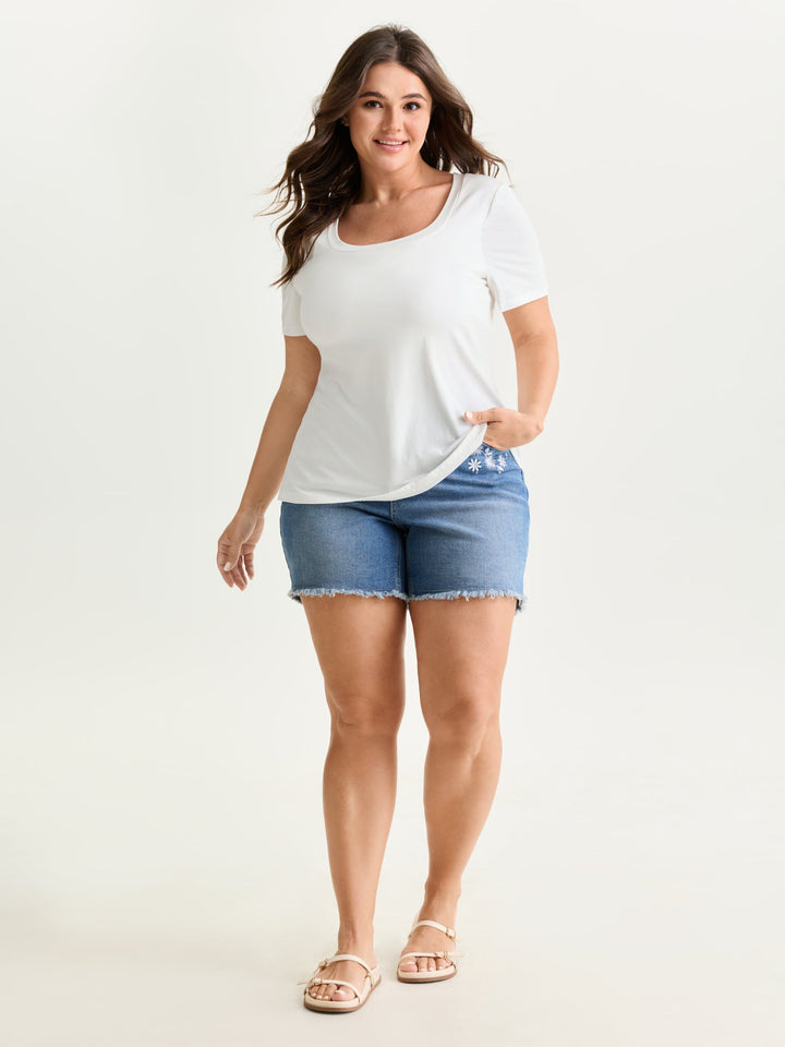 Supersoft Supportive Bra Square Neckline Fitted T-Shirt