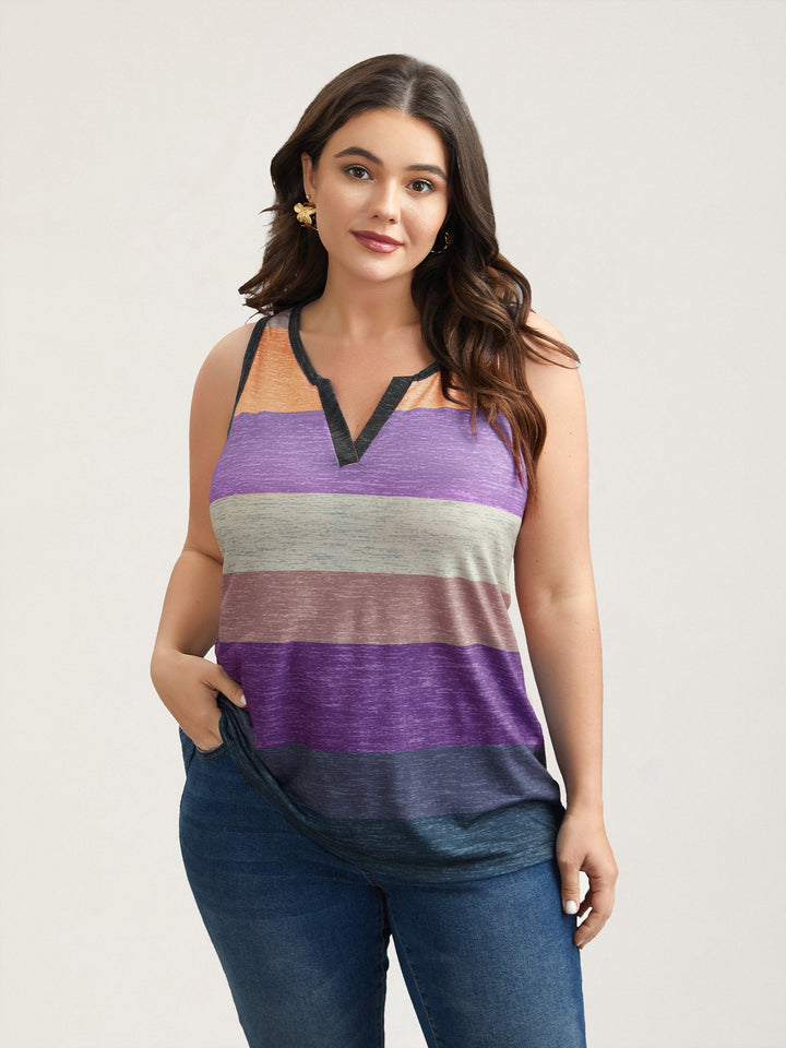 Multi-Color Stripes Off-Sleeves Vest