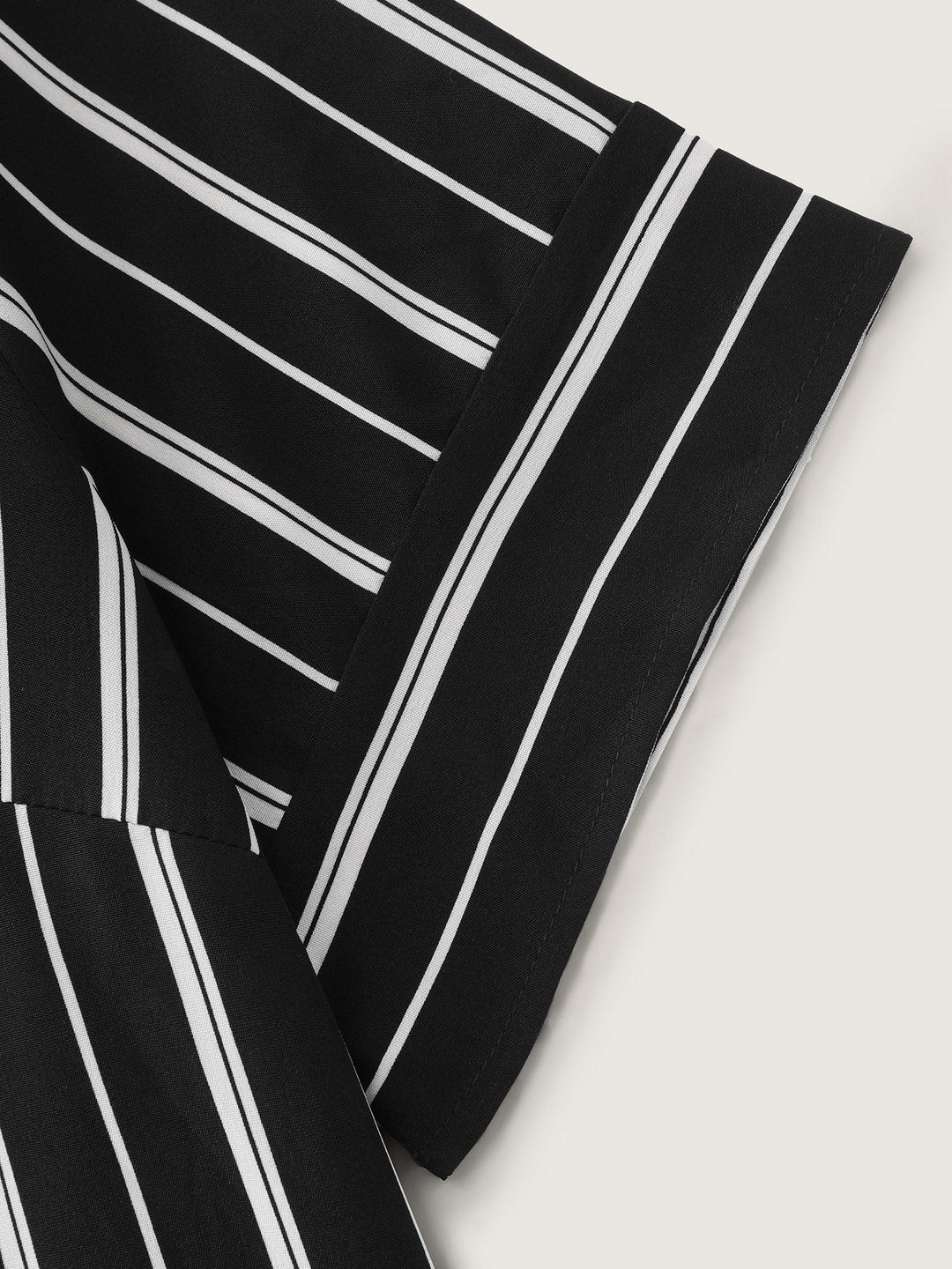 Striped Print Notched Collar Blouse